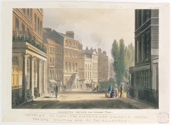Leicester Square vanaf Leicester Place, Londen, plaat 2 uit Volume 7 van Ackermanns Repository of Arts, 1812